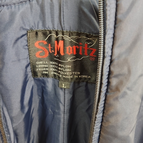 St Moritz Ski/Snow Pants size L Navy Blue with zip up bib - Picture 9 of 9